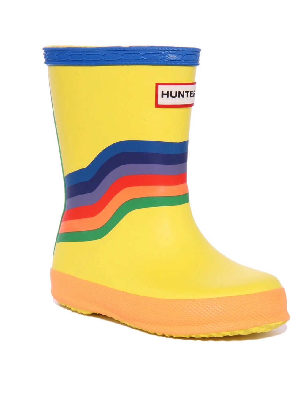 Hunter First Classic Slip On Yellow Rainbow